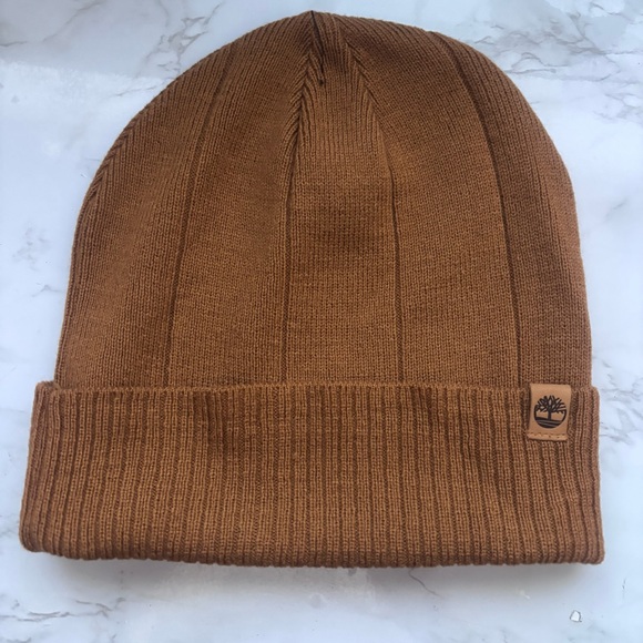 Timberland Brown Ribbed Beanie Hat - Picture 1 of 9